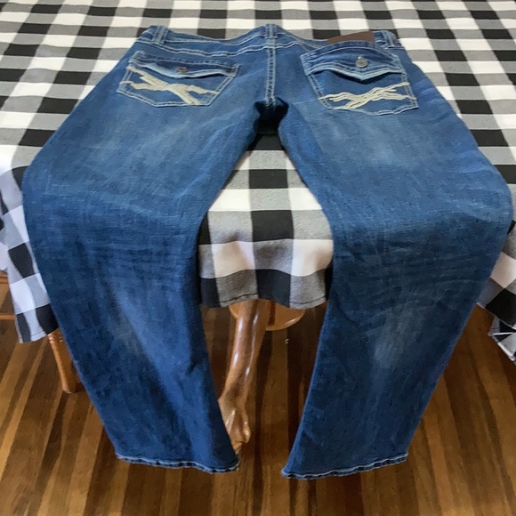 EXC! T.K. Axel Hartford, Conn Slim Boot Jeans Sz 36 x 32 Faux Flap Thick Stitch - Picture 4 of 14